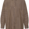 ICHI IHGARMI loose-fit blouse met bruine en beige strepen, lange mouwen en opvallende voorzak