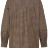 ICHI IHGARMI loose-fit blouse met bruine en beige strepen, lange mouwen en opvallende voorzak