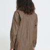 ICHI IHGARMI loose-fit blouse met bruine en beige strepen, lange mouwen en opvallende voorzak