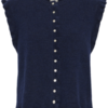 ICHI IHPOVOKE WA7 donkerblauw gebreid gilet met ruffle-details en knoopsluiting in Total Eclipse.
