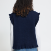 ICHI IHPOVOKE WA7 donkerblauw gebreid gilet met ruffle-details en knoopsluiting in Total Eclipse.
