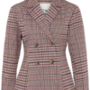 ICHI IHKATE CHECKIT BL2 geruite fitted blazer in Big Check Red met dubbele knoopsluiting en brede reverskraag.