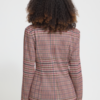 ICHI IHKATE CHECKIT BL2 geruite fitted blazer in Big Check Red met dubbele knoopsluiting en brede reverskraag.