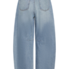 20126388_200928_200 ICHI IHMILANA Barrel Jeans in Washed Medium Blue met hoge taille, ruime ronde pijpen en stiknaden op kniehoogte