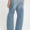 20126388_200928_550 ICHI IHMILANA Barrel Jeans in Washed Medium Blue met hoge taille, ruime ronde pijpen en stiknaden op kniehoogte