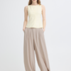 ICHI IHFAVA HAREM pantalon in Dove Melange met wijde pijpen, plooien en elastische boorden