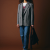 20126801_900012960_600 CHI IHLUBANA dames blazer in Grey Check met loose fit, reverskraag, knopen en opgestikte zakken.