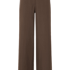 Bruine wide leg pantalon van ICHI met elastische tailleband, lange rechte pijpen en een nette, stijlvolle fit.