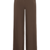 Bruine wide leg pantalon van ICHI met elastische tailleband, lange rechte pijpen en een nette, stijlvolle fit.