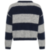 30515375_305238_200 Saint Tropez TayzieSZ oversized trui met brede donkerblauwe en grijze strepen, ronde hals en lange mouwen