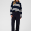 30515375_305238_400 Saint Tropez TayzieSZ oversized trui met brede donkerblauwe en grijze strepen, ronde hals en lange mouwen