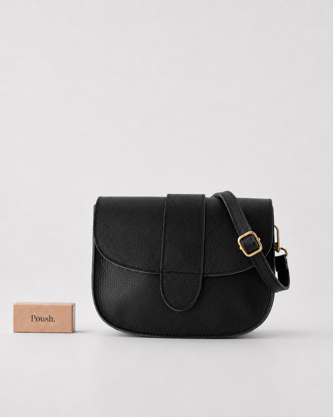 Maan | Leren Crossbody tas - Zwart