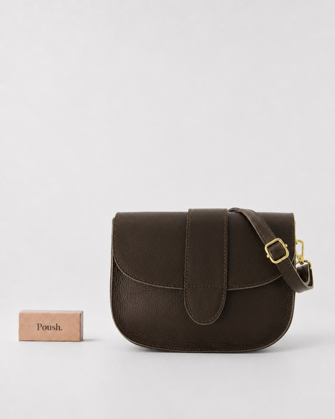 Maan | Leren Crossbody tas - Donkerbruin