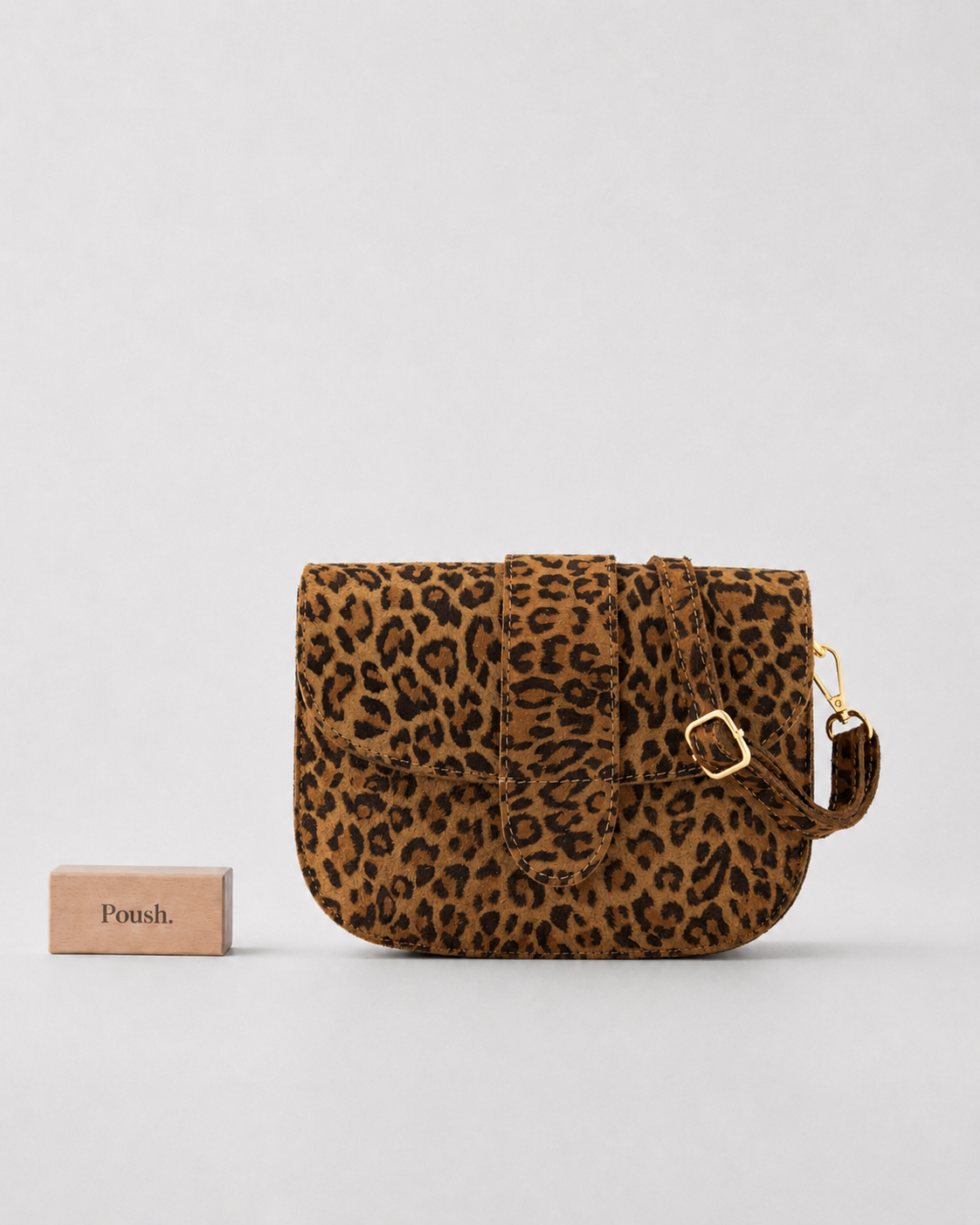 Maan | Leren Crossbody tas - Leopard suède