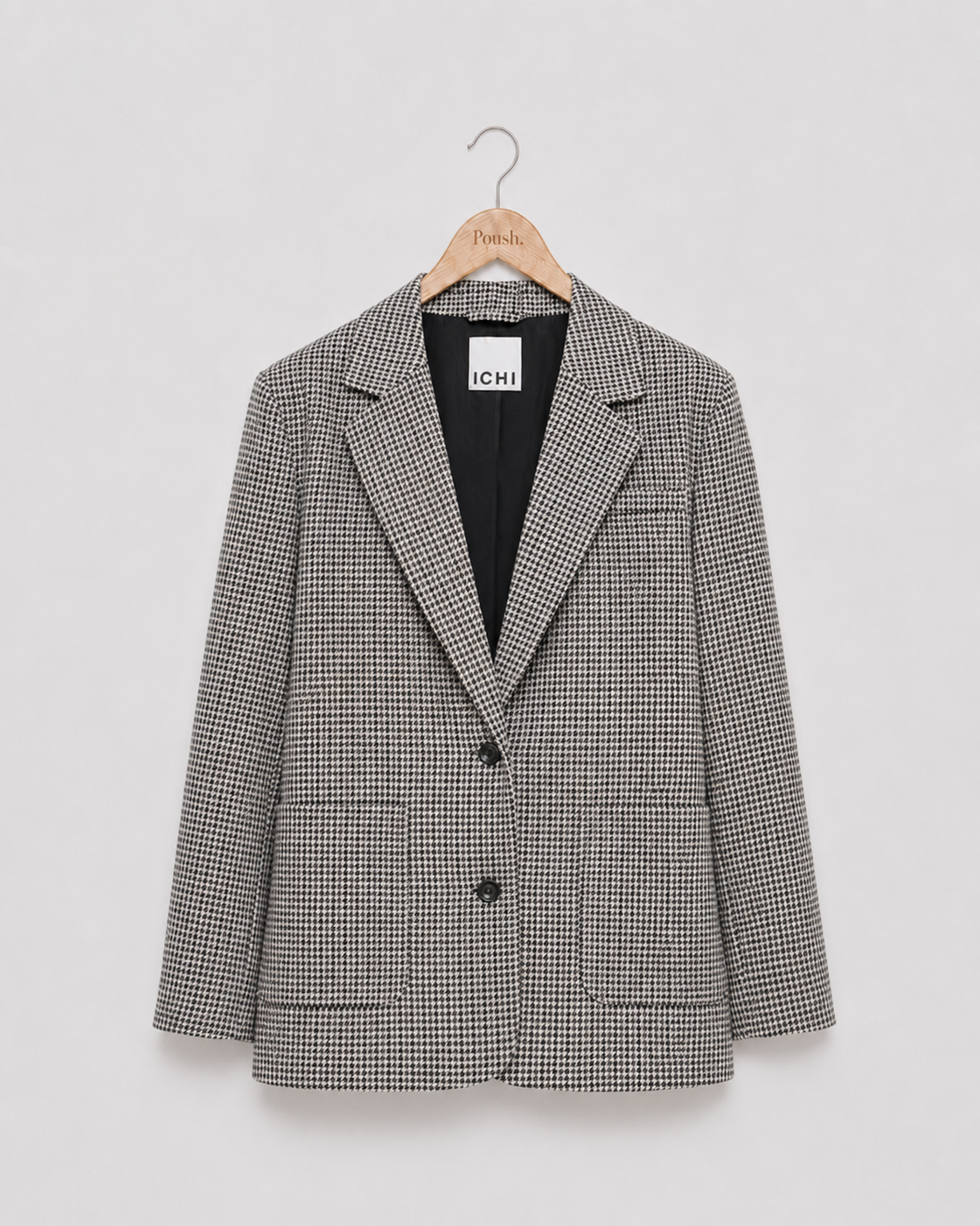 ICHI IHLUBANA Blazer Grey Check | Loose Fit
