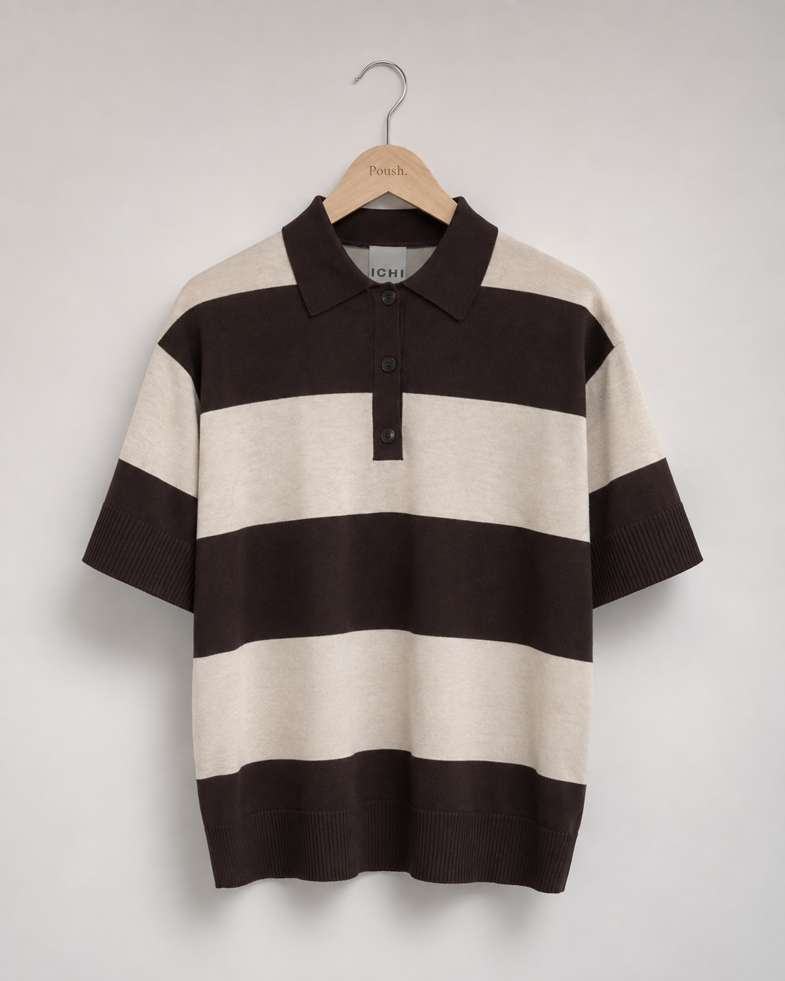 ICHI IHLULS Polo SS damespolo met korte mouwen, klassieke polokraag, knoopsluiting en loose fit.