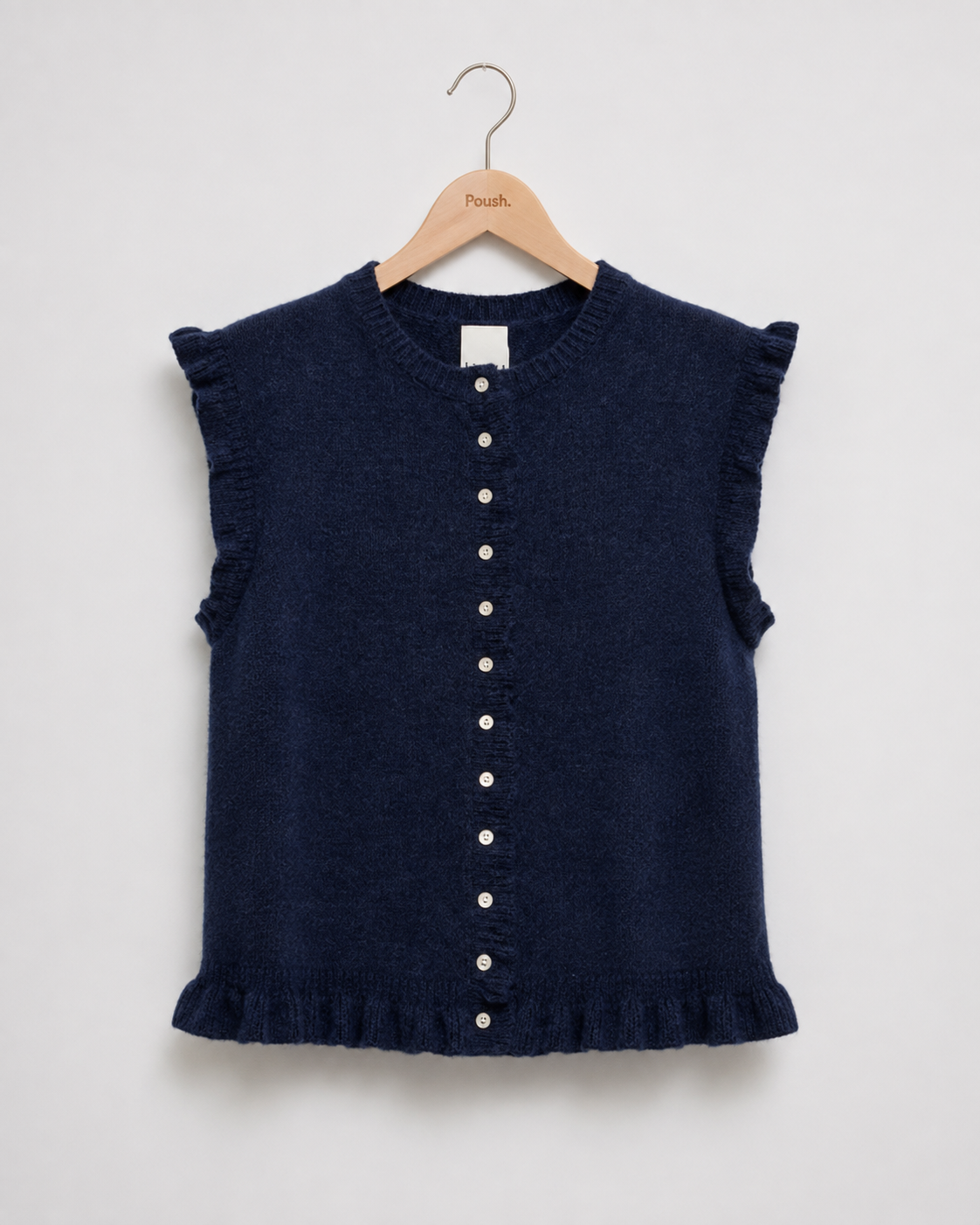 ICHI | IHPOVOKE WA7 Gebreid Gilet met Ruffles – Total Eclipse