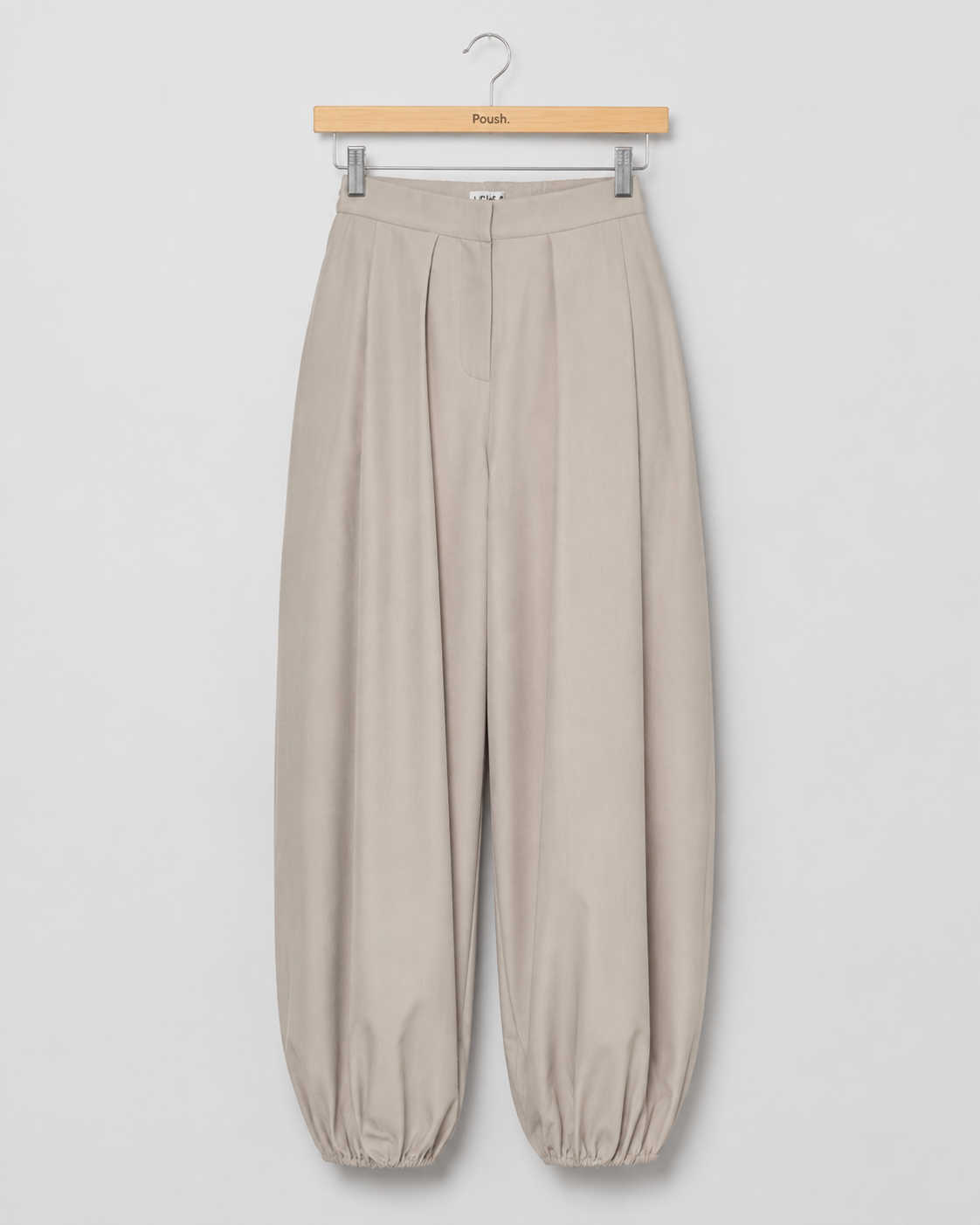 ICHI IHFAVA HAREM pantalon in Dove Melange met wijde pijpen, plooien en elastische boorden