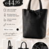 Zwarte Alice mini shopper van generfd rundleer met korte handvatten en leren touwsluiting.