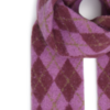 20126429_192024_0 ICHI IADAHLIA Scarf in Rhododendron Red met kleurrijk ruitmotief, pluizige structuur en franjes.