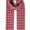 20126439_194008_100 ICHI IAEMILY Scarf in Black met een roze basis, zwart ruitdessin en franjes.