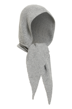 ICHI IACharlotte HO capuchonsjaal in Medium Grey Melange met ribstructuur en lange puntige uiteinden.