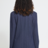 ICHI IHKate Pinelle donkerblauwe loose-fit blazer met jacquardstreep en double-breasted sluiting.