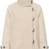 Saint Tropez SophieSZ korte duffelcoat in crème met loose fit, toggle-sluiting, raglanmouwen en brede kraag