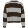 30515375_305237_200 Saint Tropez TayzieSZ oversized trui met brede donkerbruine en grijze strepen, ronde hals en lange mouwen