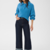 30515441_1740321_400 Saint Tropez TabbathaSZ loose-fit pullover in Lichen Blue Melange met polokraag, knopen en lange mouwen