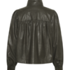 30515451_190515_200 Saint Tropez TomaSZ Jacket in Army Green met faux-leather look, A-lijn, opstaande kraag en lange pofmouwen