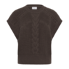 Saint Tropez TruneSZ gebreide spencer in Chocolate Brown met ronde hals, kabelpatroon en korte kapmouwen