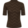 30515471_190912_100 Saint Tropez TadeaSZ aansluitende top in choclate brown met ronde hals, structuur en halflange mouwen.
