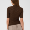 30515471_190912_550 Saint Tropez TadeaSZ aansluitende top in choclate brown met ronde hals, structuur en halflange mouwen.
