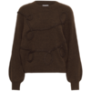 Saint Tropez TitiaSZ bruine loose-fit trui met lange volumineuze mouwen en gevlochten details.