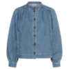30515476_600104_100 Saint Tropez TeraSZ mediumblauw denim jack met ronde hals, knoopsluiting, zijzakken en volumineuze lange mouwen