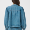 30515476_600104_550 Saint Tropez TeraSZ mediumblauw denim jack met ronde hals, knoopsluiting, zijzakken en volumineuze lange mouwen