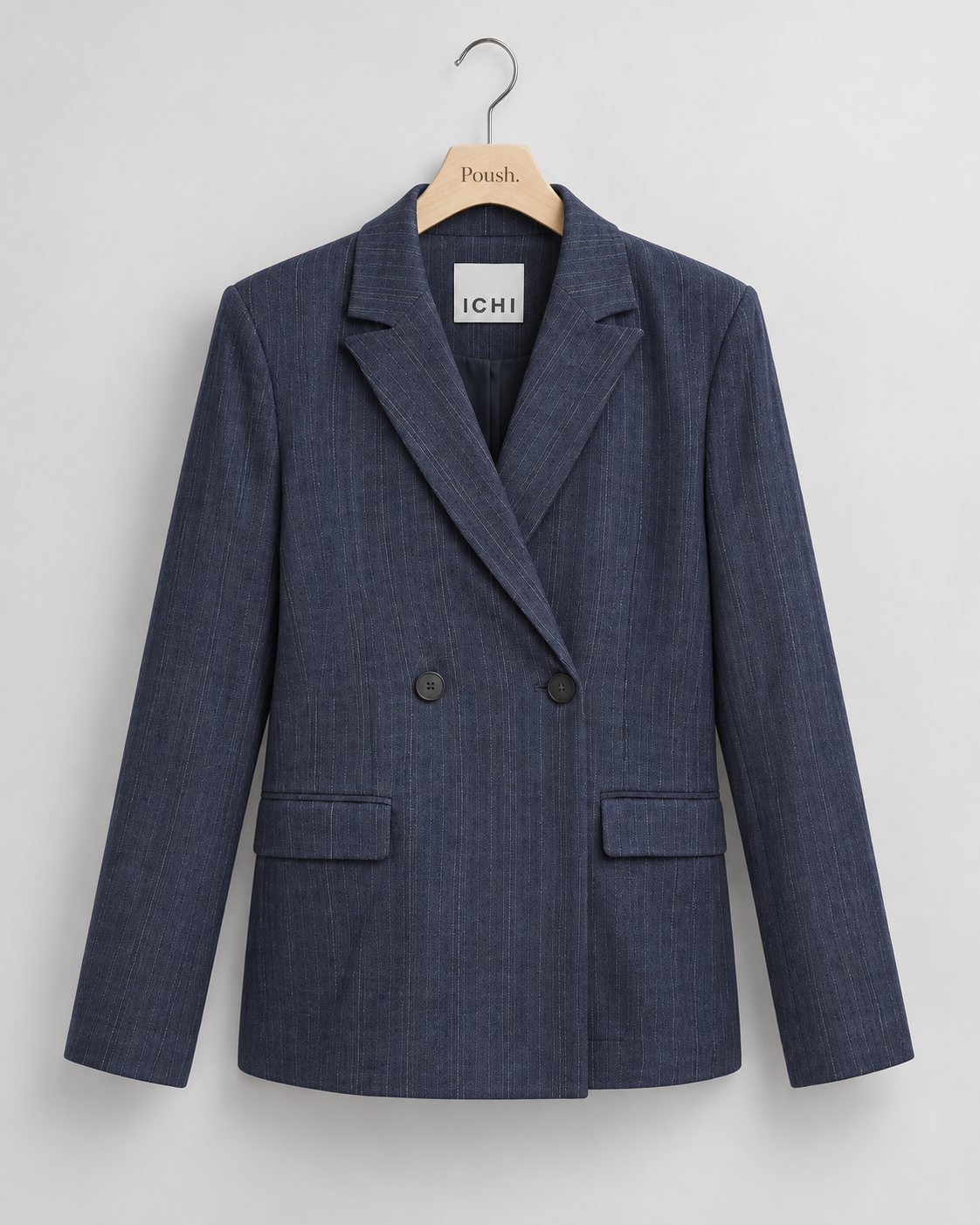 ICHI | IHKate Pinelle BL2 – Dark Blue Jacquard Stripe