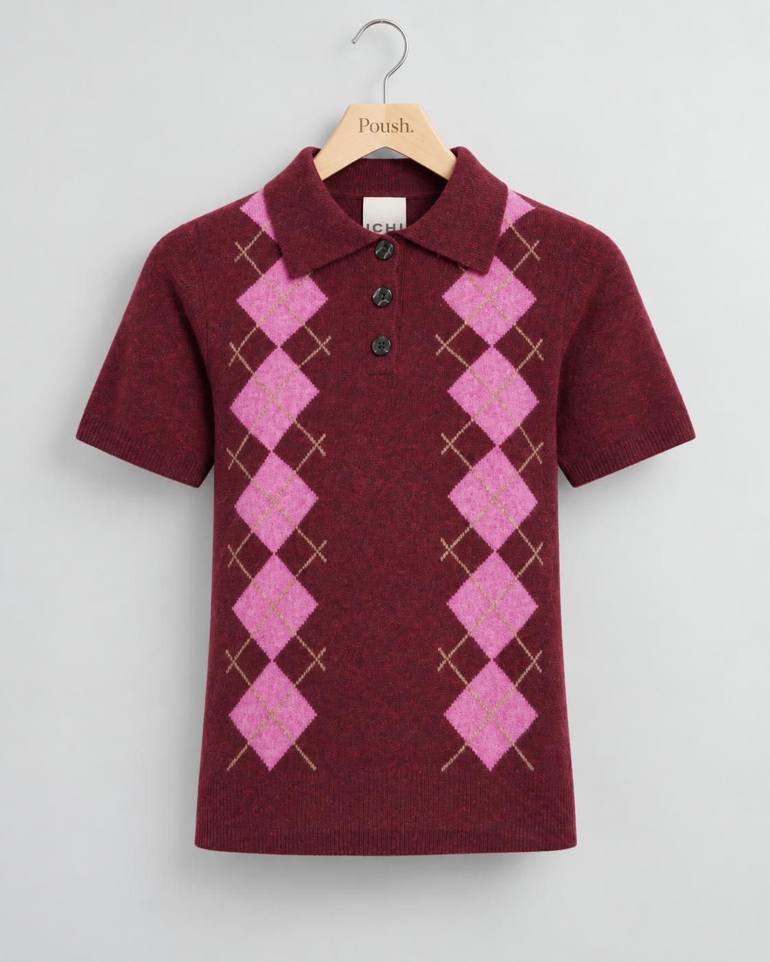 ICHI | IHDASILA SS3 Gebreide Polo met Argyle Print – Rhodondendron