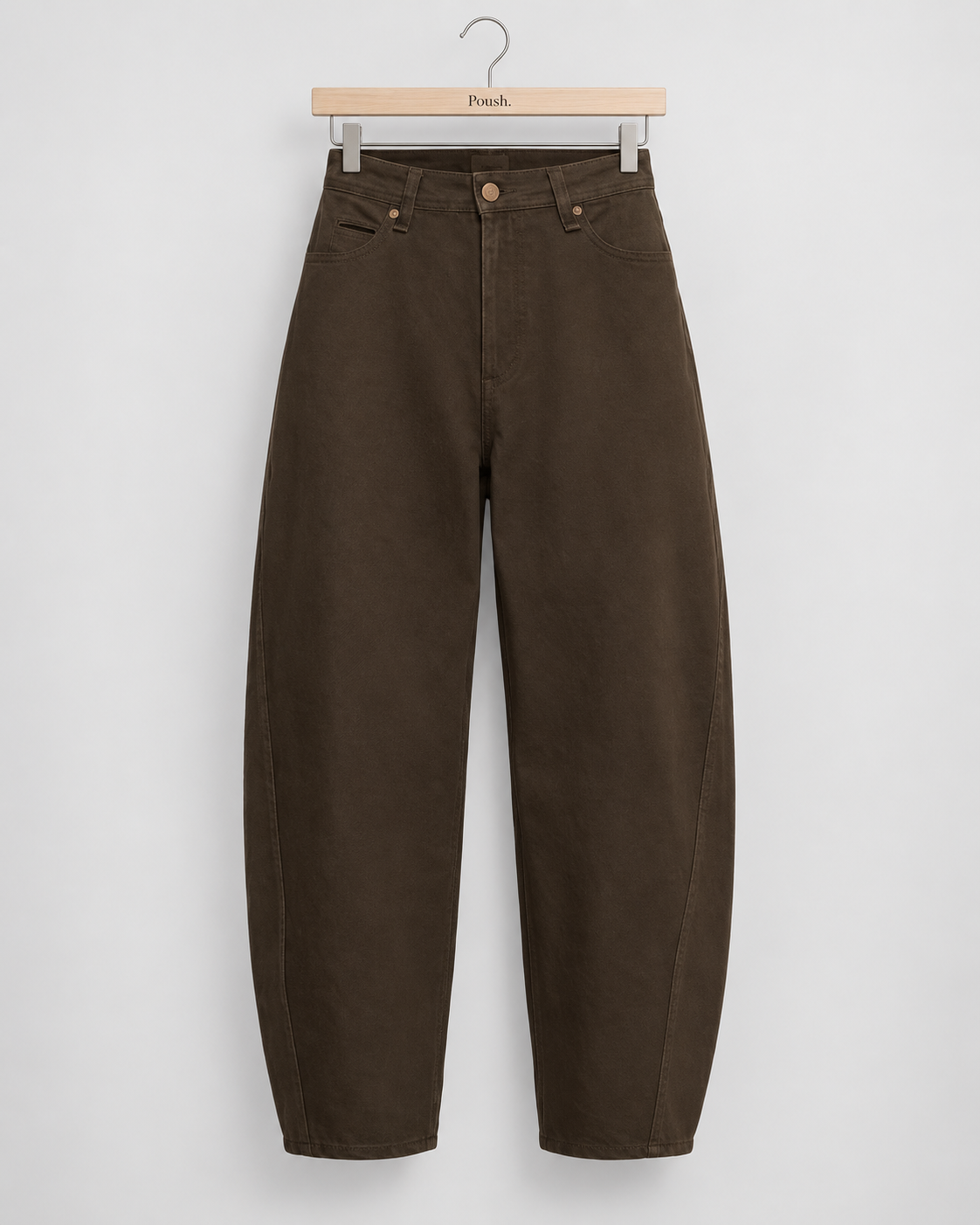 Saint Tropez JoannSZ loose-fit jeans in Chocolate Brown met hoge taille en rechte pijpen.