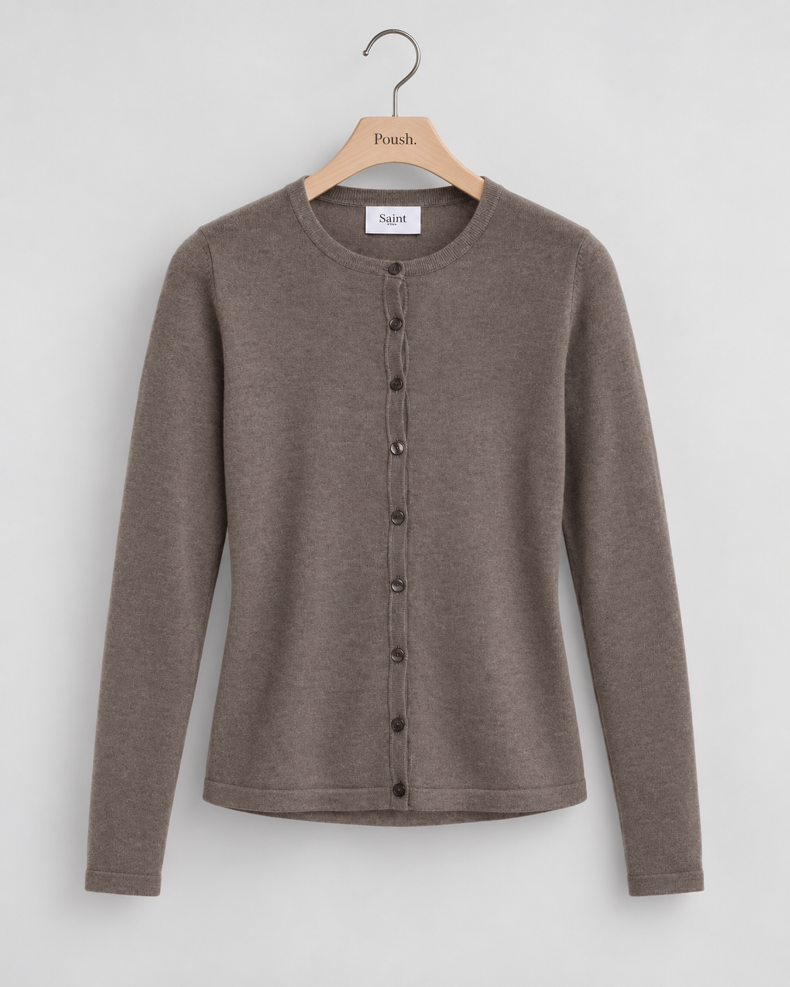 Saint Tropez | MilaSZ R-Neck Cardigan - Mink Melange