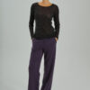 Freequent FQNANNI-PANTS in Nightshade met hoge taille, rechte pijpen, steekzakken en rits- en knoopsluiting.