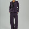 Freequent FQNANNI-PANTS in Nightshade met hoge taille, rechte pijpen, steekzakken en rits- en knoopsluiting.