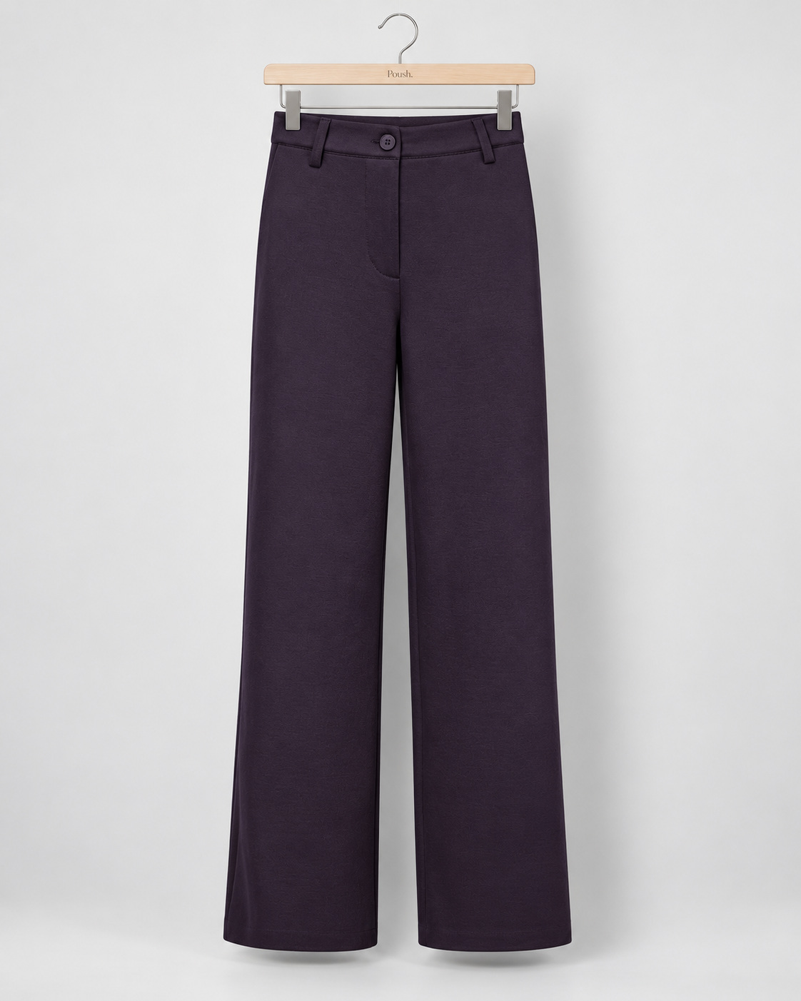 Freequent FQNANNI-PANTS in Nightshade met hoge taille, rechte pijpen, steekzakken en rits- en knoopsluiting.