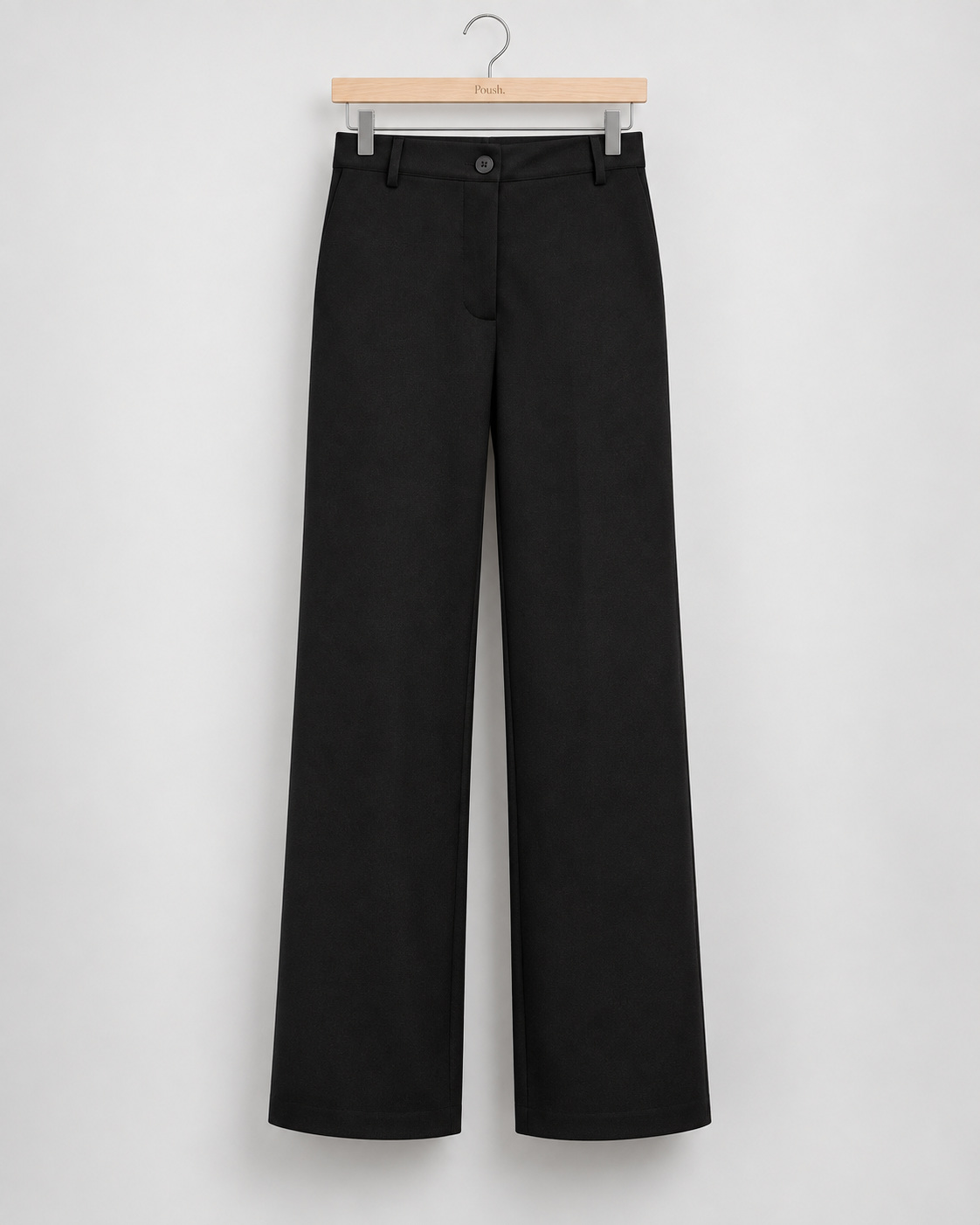 Freequent FQNANNI-PANTS in Black met hoge taille, rechte pijpen, steekzakken en rits- en knoopsluiting.
