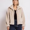 ZJ480-N3194-248-1-28 ZHRILL ZHAPRIL beige teddyjas voor dames met opstaande kraag en ritssluiting