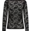 packshot_2_211541_1000_Back_1_FQSALDO-TEE Black Freequent FQSALDO-TEE in Black, een kanten top met verhoogd bloemenpatroon, ronde hals en lange mouwen.