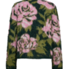 packshot_2_211730_8999_Back_1_FQLIPPI-CARDIGAN Deep Forest Mel w. f. Pink Mel (1) Freequent FQLIPPI-CARDIGAN in gemêleerd donkergroen met roze bloemen, ronde hals en metalen knopen.