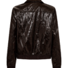 Freequent FQJANNY-JACKET in Mole, een glanzend taupebruin leerlook bomberjacket met ritssluiting en ribboorden.