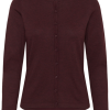 Saint Tropez MilaSZ R-Neck Cdigan in Winetasting melange. Fijngebreid vest met een klassieke pasvorm, ronde hals en lange mouwen. Bestseller basis vest.
